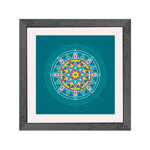 Brüssel quadratischer Mandala Bilderrahmen Schwarz