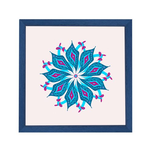 Amsterdam quadratischer Mandala-Bilderrahmen Blau